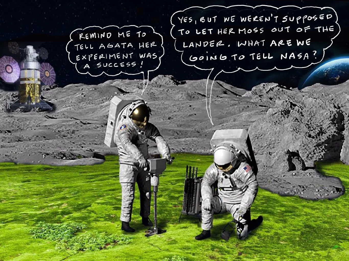 ARTEMOSS on the MOON — cartoon by Steve Thorne